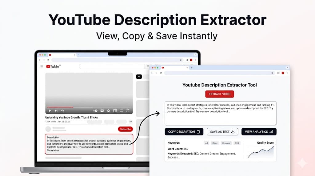 Best YouTube Description Extractor Tool in 2026 – View, Copy &amp; Save Video Descriptions Online