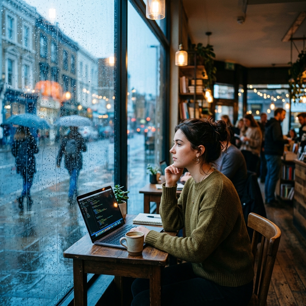 Prompt 3: The Rainy Cafe Window Vibe